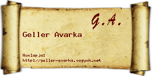 Geller Avarka névjegykártya